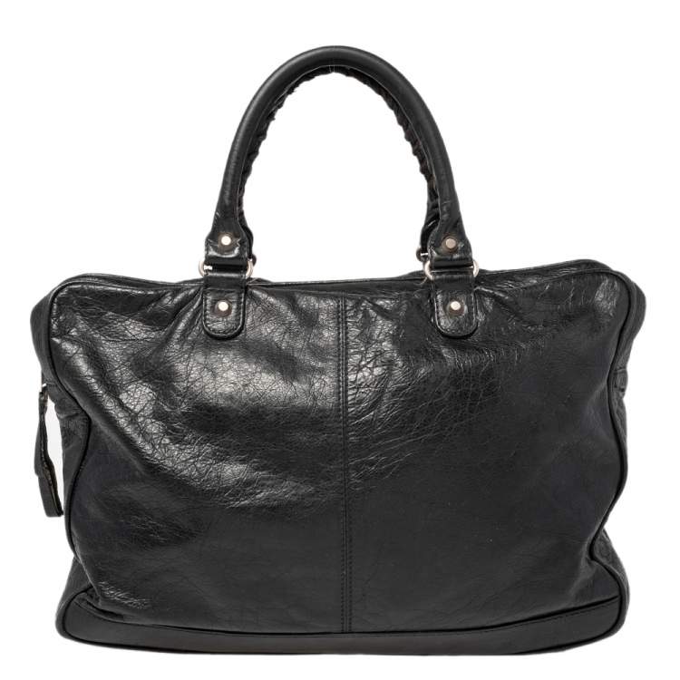Pre Owned Balenciaga Black Leather RH Briefcase Bag