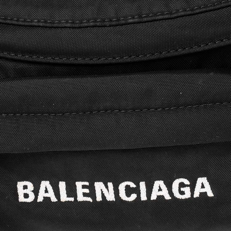 Pre Owned Balenciaga Black Logo Nylon Explorer Belt Bag