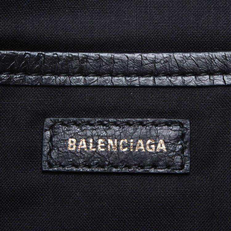 Pre Owned Balenciaga Black Leather Graffiti Bazar Clutch Bag