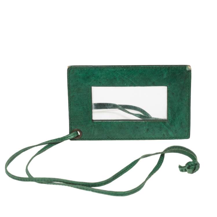 Pre Owned Balenciaga Green Leather Motorcross Voyage Duffel Bag