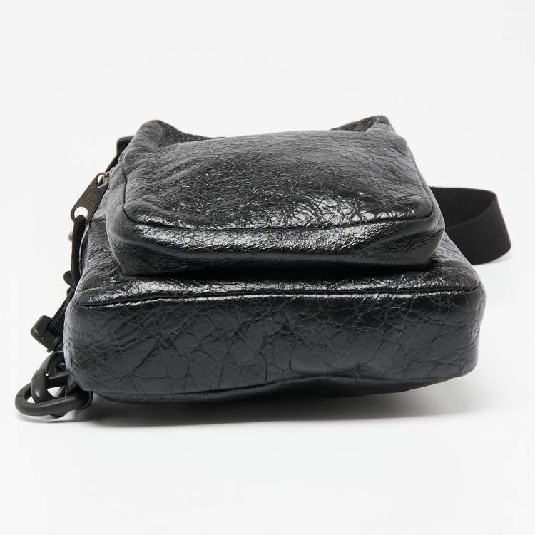 Pre Owned Balenciaga Black Leather Explorer Crossbody Bag