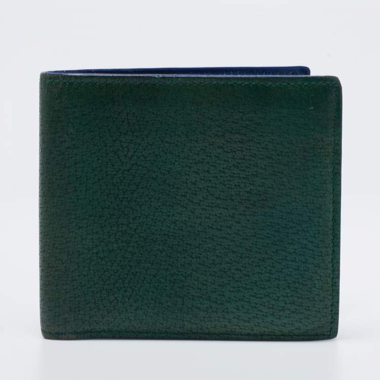 Pre Owned Balenciaga Green Leather Bifold Wallet