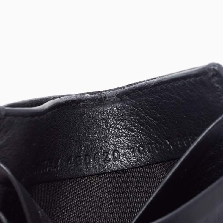 Pre Owned Balenciaga Black Leather Logo Print Card Holder