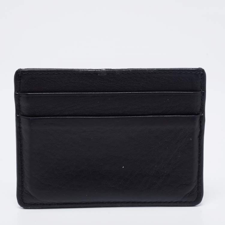 Pre Owned Balenciaga Black Leather Logo Print Card Holder