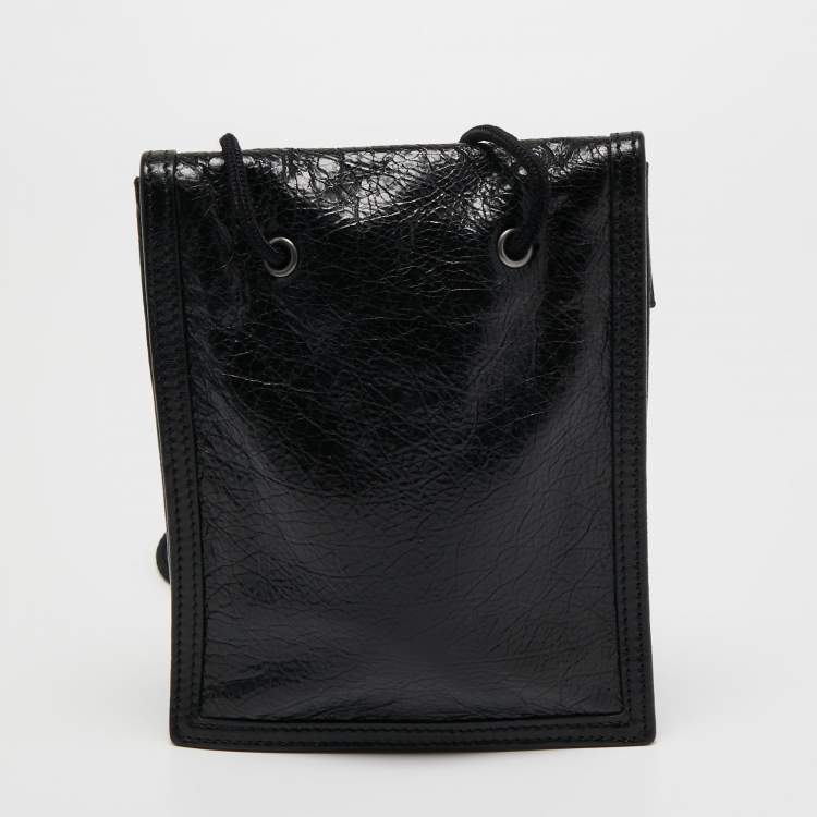 Pre Owned Balenciaga Black Leather Explorer Crossbody Bag