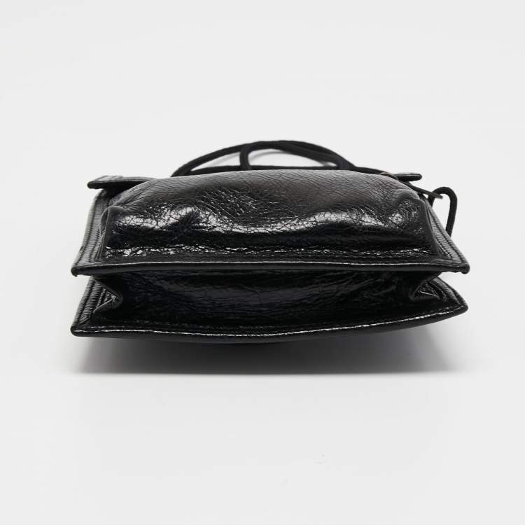 Pre Owned Balenciaga Black Leather Explorer Crossbody Bag