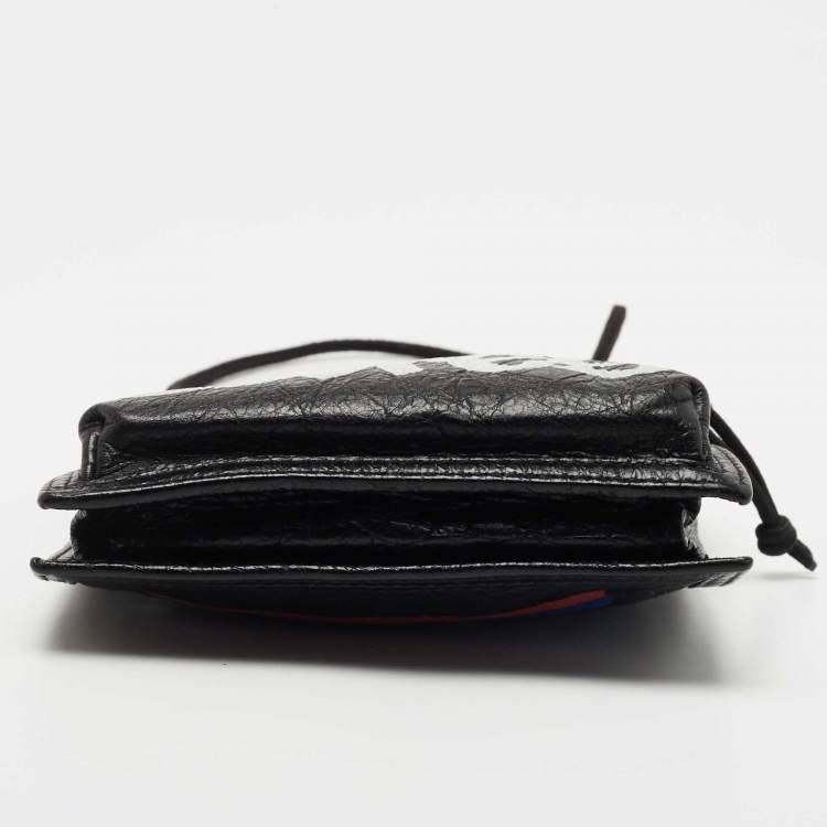 Pre Owned Balenciaga Black Leather Graffiti Explorer Pouch