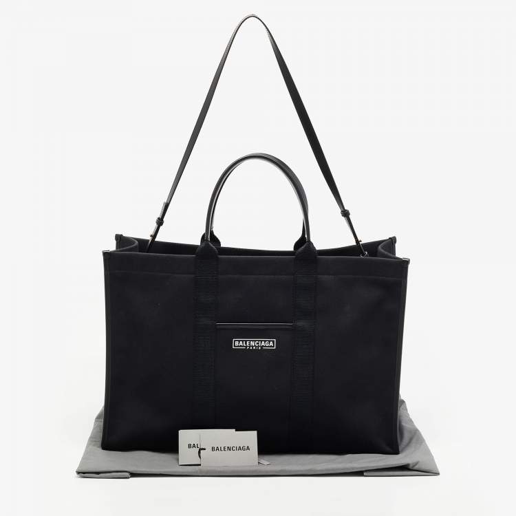 Pre Owned Balenciaga Black Canvas Large Hardware Tote