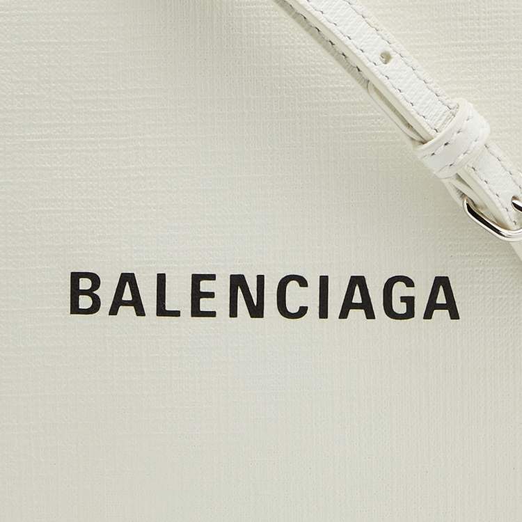 Pre Owned Balenciaga White/Black Leather North South Crossbody Bag