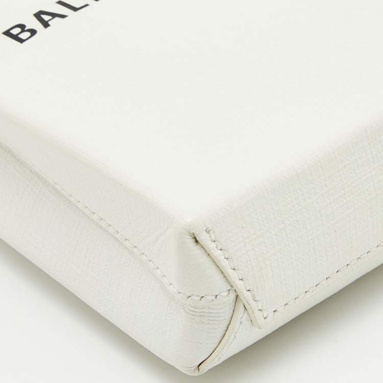 Pre Owned Balenciaga White/Black Leather North South Crossbody Bag