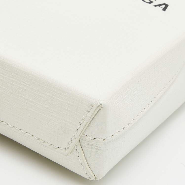 Pre Owned Balenciaga White/Black Leather North South Crossbody Bag