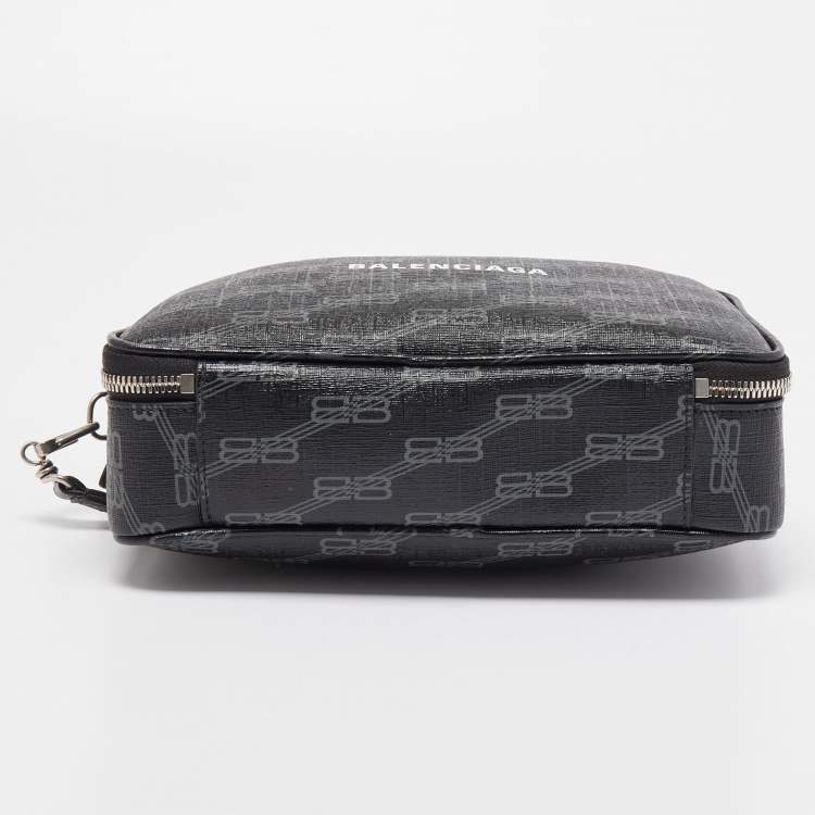 Pre Owned Balenciaga Black BB Monogram Coated Canvas Everyday Pouch