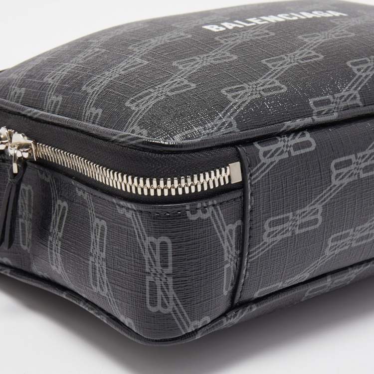Pre Owned Balenciaga Black BB Monogram Coated Canvas Everyday Pouch