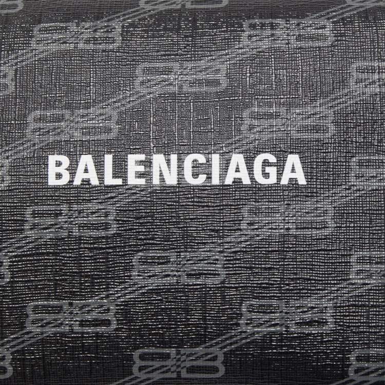 Pre Owned Balenciaga Black BB Monogram Coated Canvas Everyday Pouch
