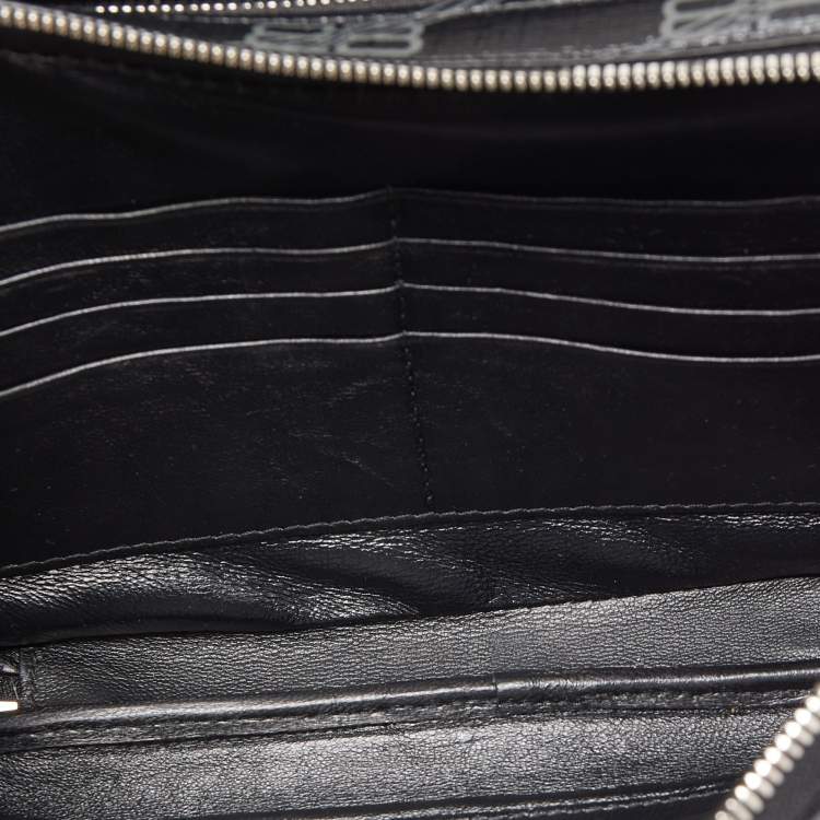 Pre Owned Balenciaga Black BB Monogram Coated Canvas Everyday Pouch