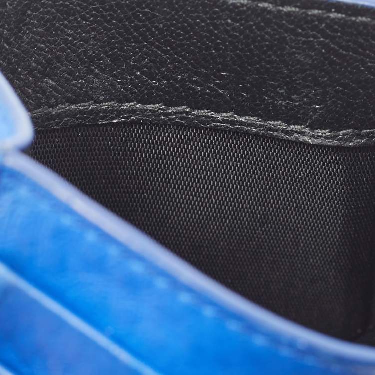 Pre Owned Balenciaga Blue Leather Logo Card Holder