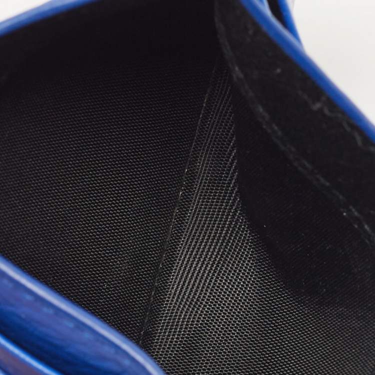 Pre Owned Balenciaga Blue Leather Logo Card Holder