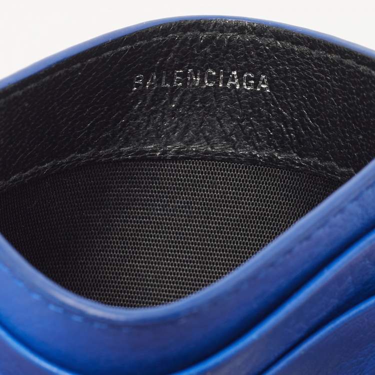 Pre Owned Balenciaga Blue Leather Logo Card Holder