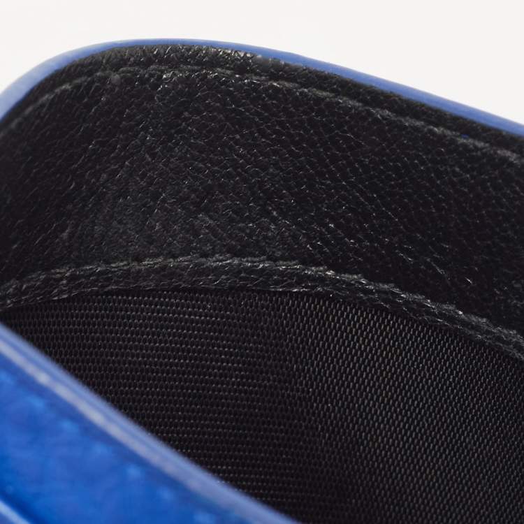 Pre Owned Balenciaga Blue Leather Logo Card Holder
