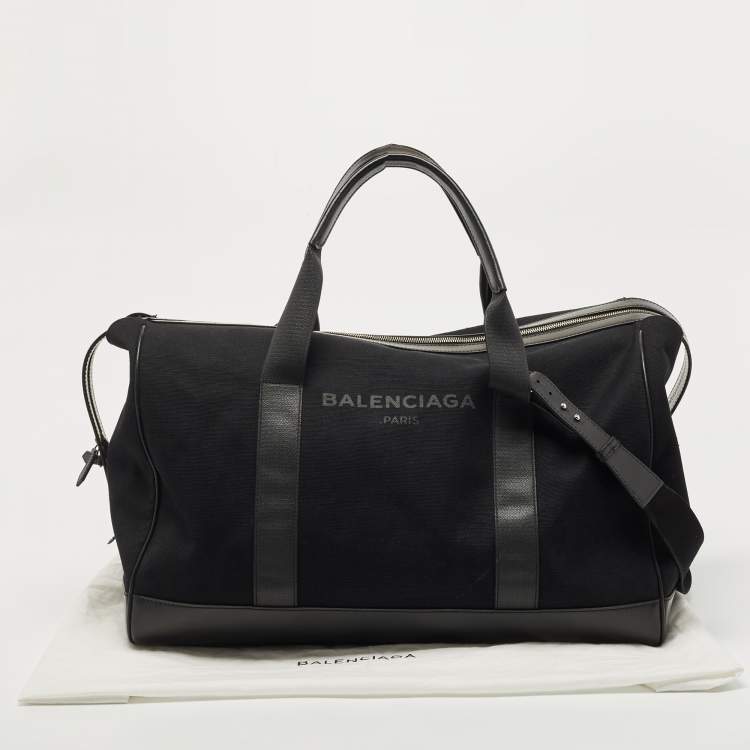 Pre Owned Balenciaga Black Canvas and Leather Logo Weekender