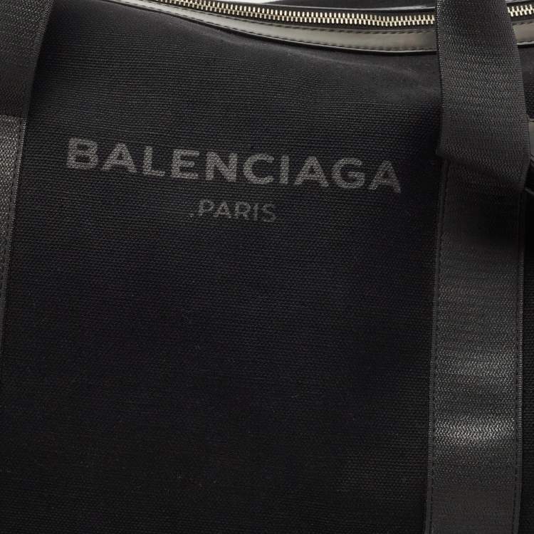 Pre Owned Balenciaga Black Canvas and Leather Logo Weekender