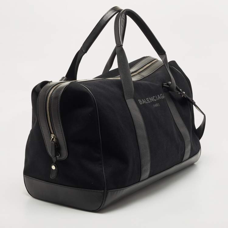 Pre Owned Balenciaga Black Canvas and Leather Logo Weekender