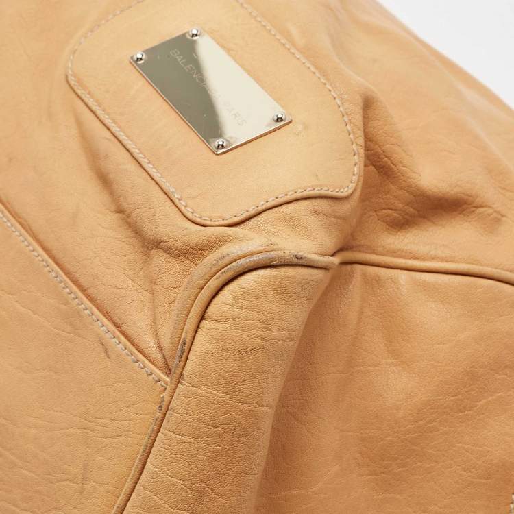 Pre Owned Balenciaga Tan Leather Duffle Bag