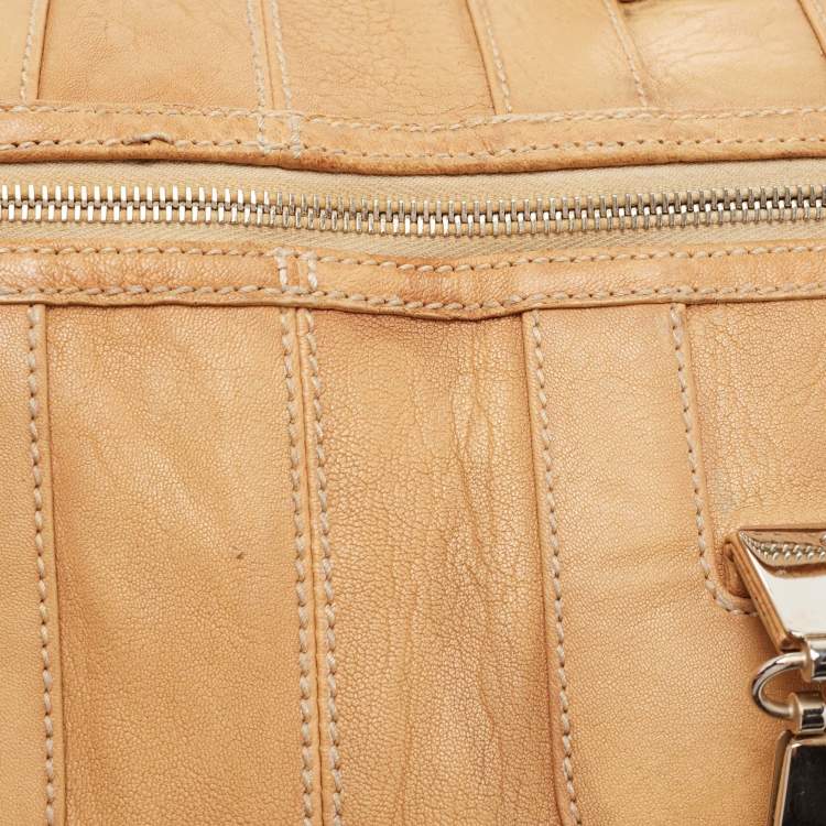Pre Owned Balenciaga Tan Leather Duffle Bag