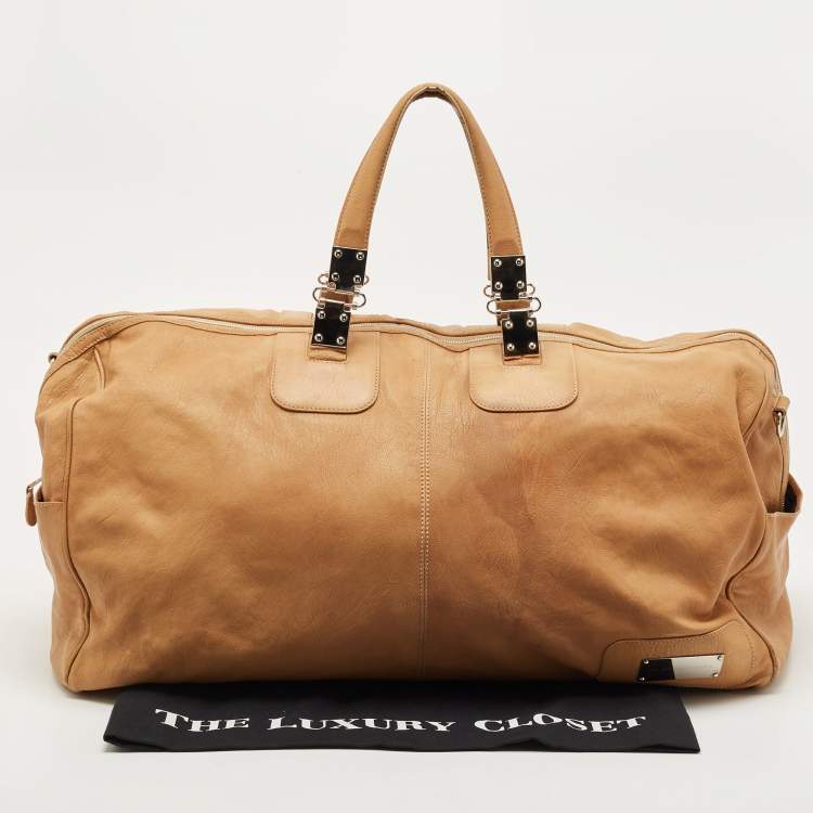 Pre Owned Balenciaga Tan Leather Duffle Bag