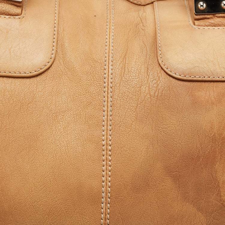 Pre Owned Balenciaga Tan Leather Duffle Bag