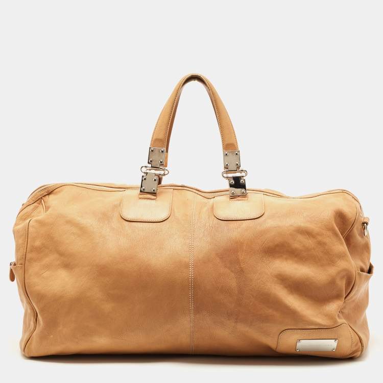Pre Owned Balenciaga Tan Leather Duffle Bag