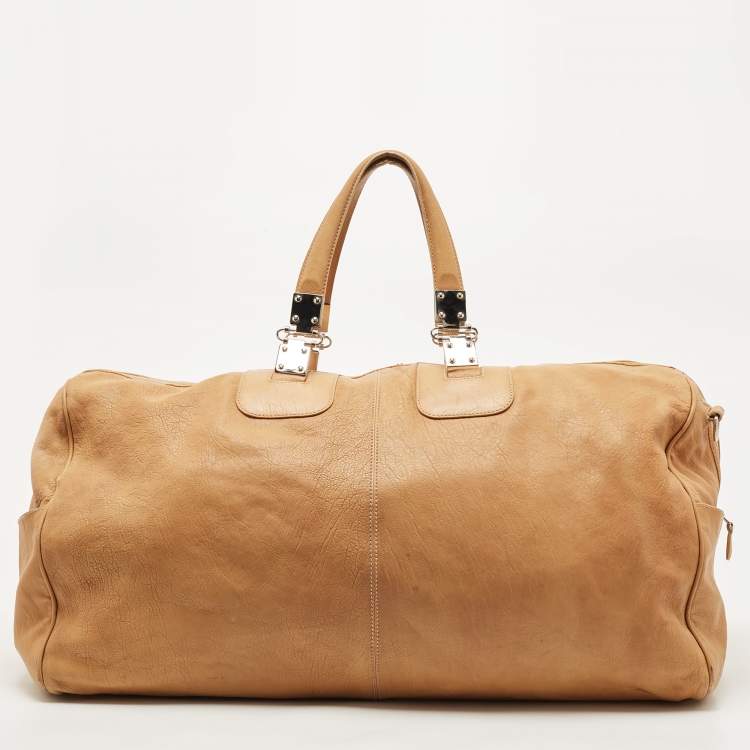 Pre Owned Balenciaga Tan Leather Duffle Bag