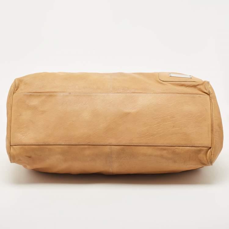 Pre Owned Balenciaga Tan Leather Duffle Bag