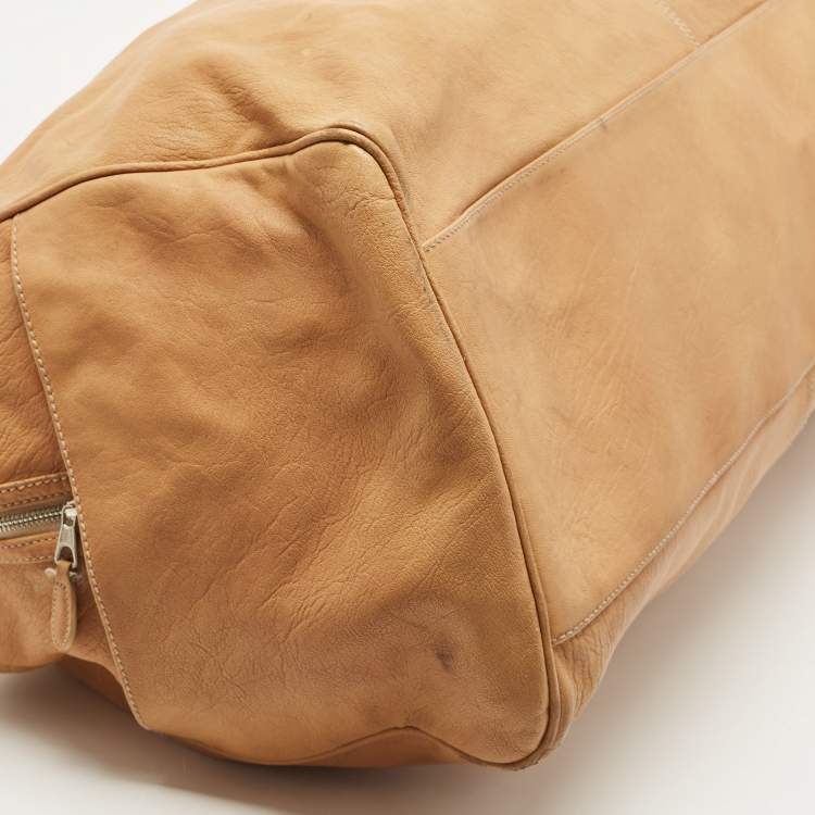 Pre Owned Balenciaga Tan Leather Duffle Bag
