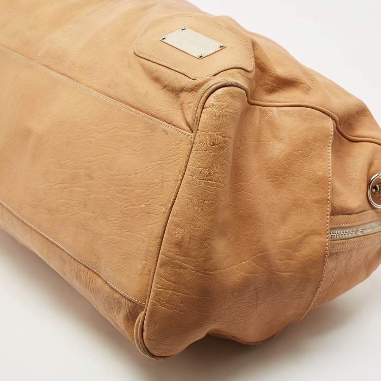 Pre Owned Balenciaga Tan Leather Duffle Bag