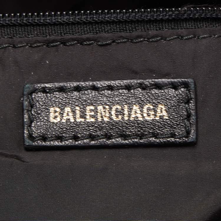 Pre Owned Balenciaga Black/White Nylon Wave Logo Backpack