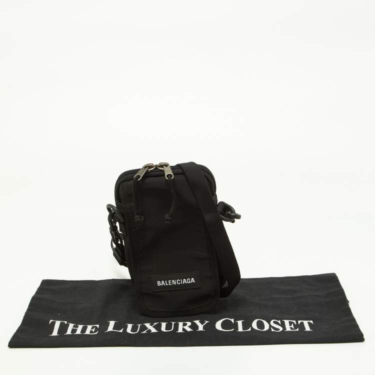 Pre Owned Balenciaga Black Nylon Explorer Messenger Bag