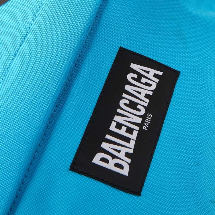 Pre Owned Balenciaga Blue Nylon Explorer Logo Backpack