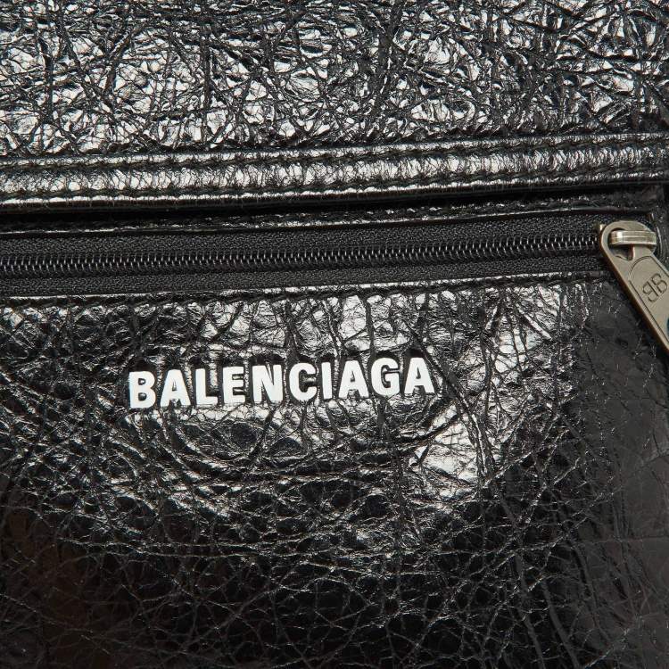 Pre Owned Balenciaga Black Leather Explorer Pouch Crossbody Bag