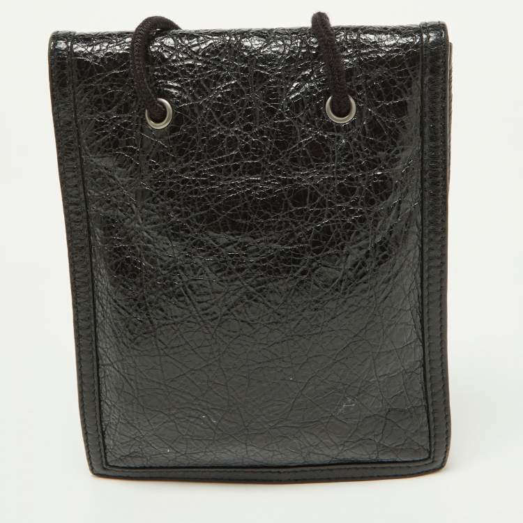 Pre Owned Balenciaga Black Leather Explorer Pouch Crossbody Bag