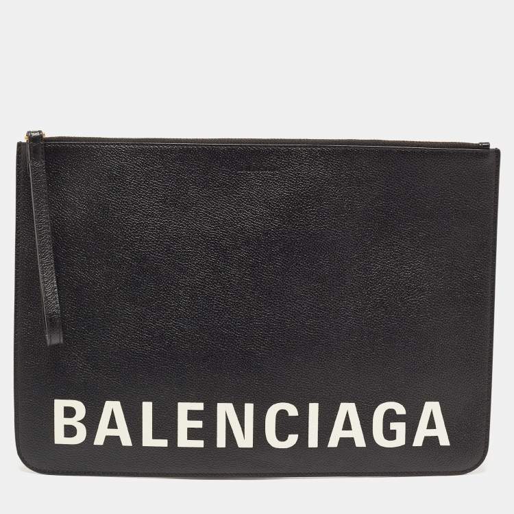 Balenciaga Black Leather Zip Pouch Balenciaga The Luxury Closet