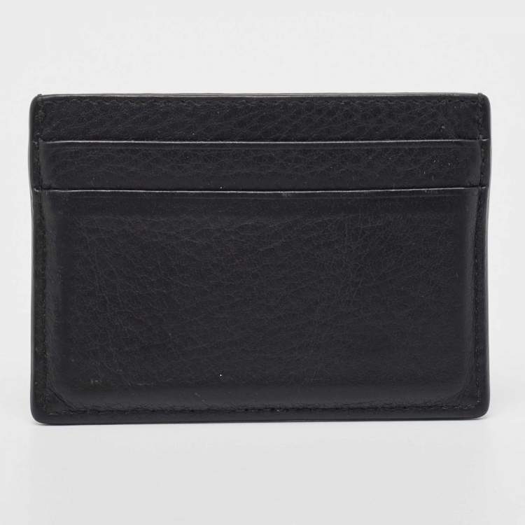 Pre Owned Balenciaga Black Leather Logo Card Holder