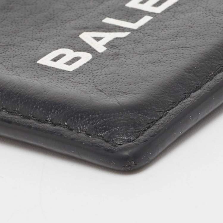 Pre Owned Balenciaga Black Leather Logo Card Holder