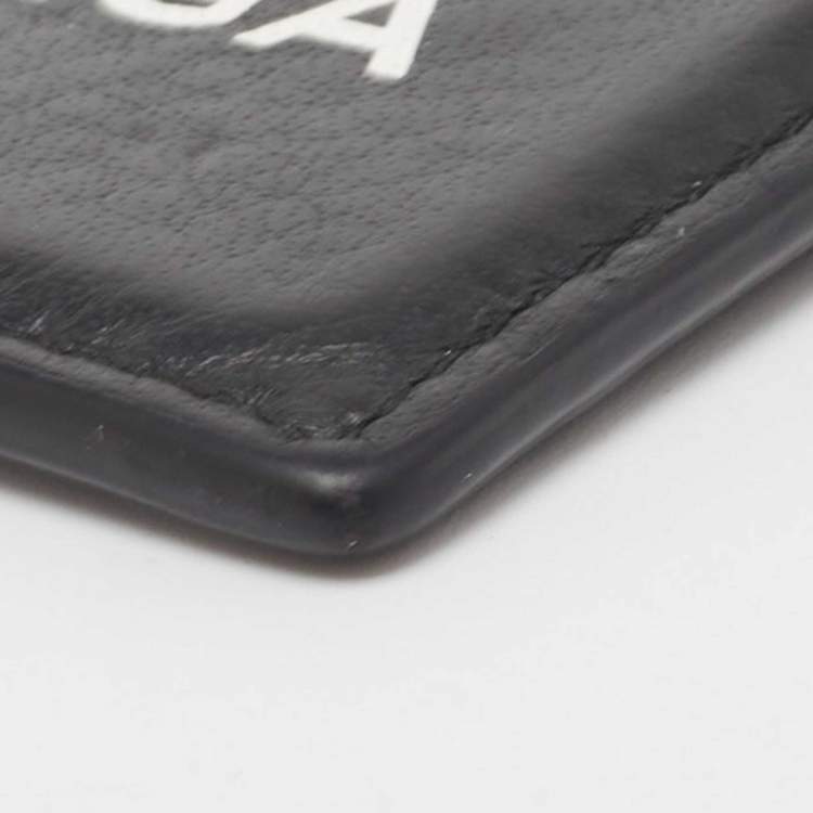 Pre Owned Balenciaga Black Leather Logo Card Holder