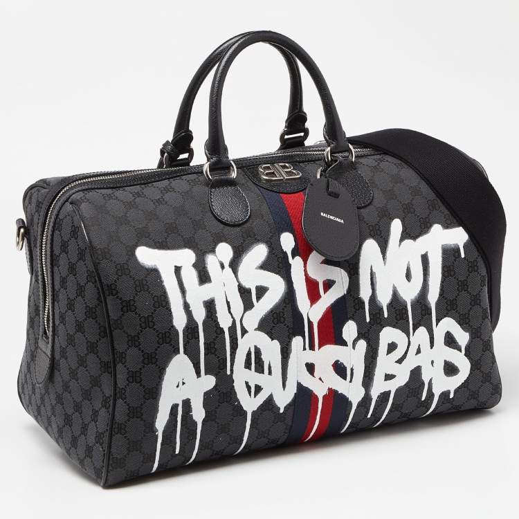 Pre Owned Balenciaga x Gucci Black Canvas and Leather The Hacker Project Duffle Bag