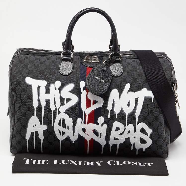 Pre Owned Balenciaga x Gucci Black Canvas and Leather The Hacker Project Duffle Bag