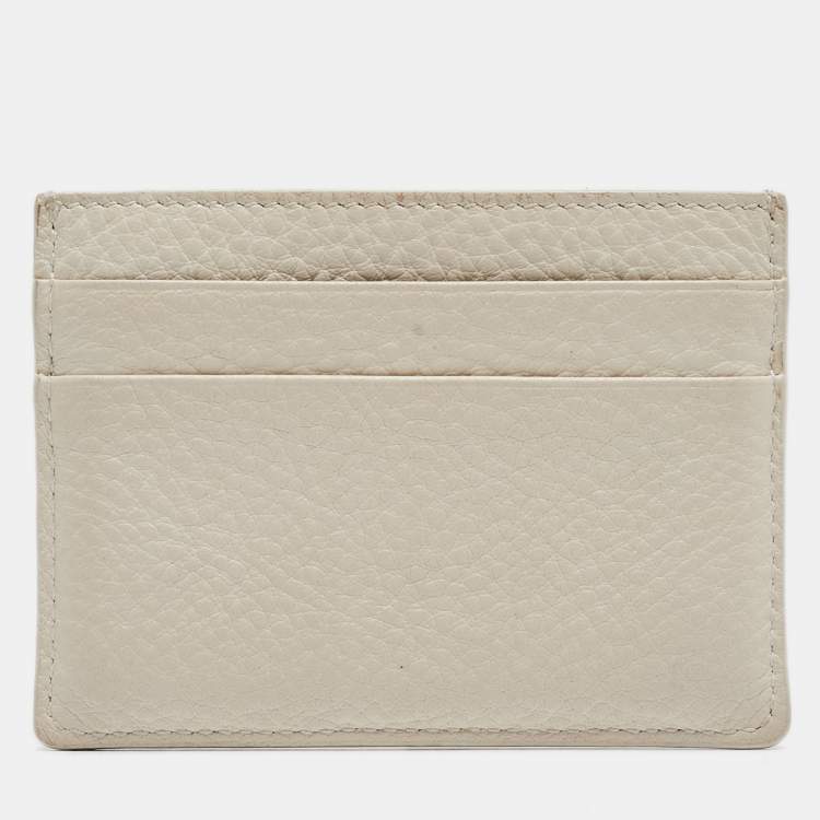Pre Owned Balenciaga White Leather Logo Card Holder