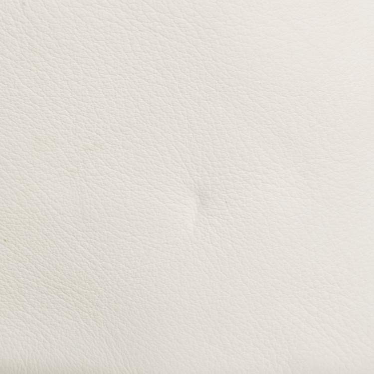 Pre Owned Balenciaga Off White Leather Logo Zip Pouch