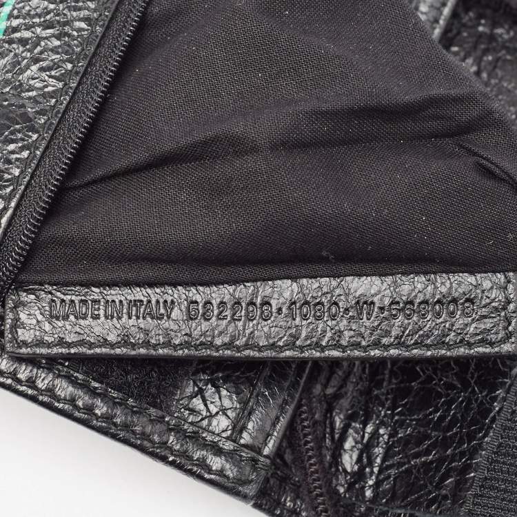 Pre Owned Balenciaga Black Crinkled Leather Graffiti Explorer Strap Pouch