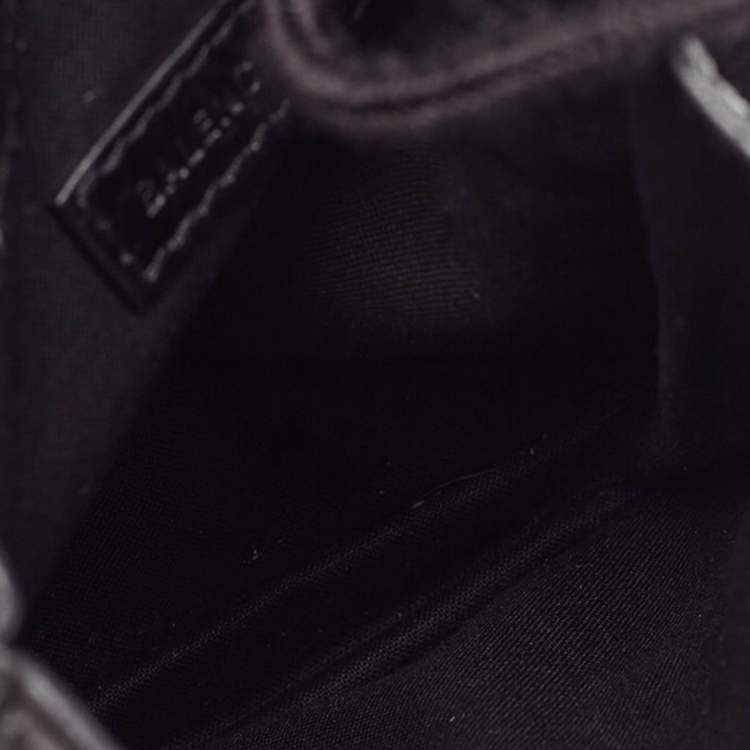 Pre Owned Balenciaga Black Crinkled Leather Graffiti Explorer Strap Pouch
